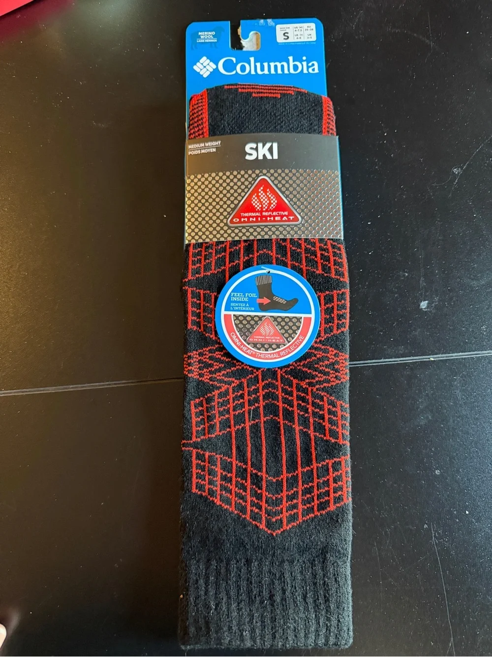 New Columbia Sportswear Merino Wool Omni-Heat Ski Socks Over Calf 4-7 Women